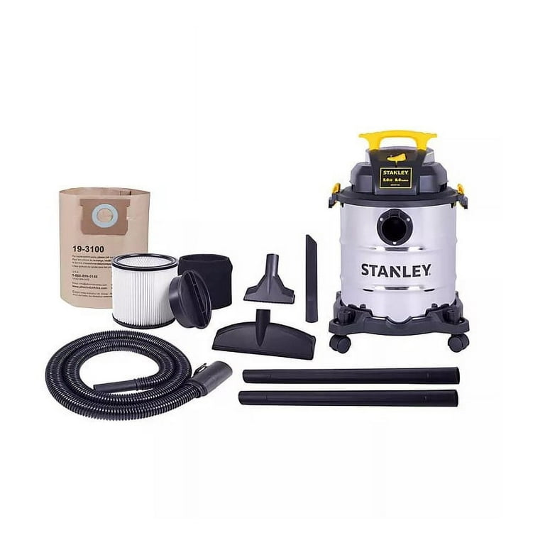 Stanley 6 Gallon Wet/Dry Vacuum 5.0- Peak HP Stainless Steel 