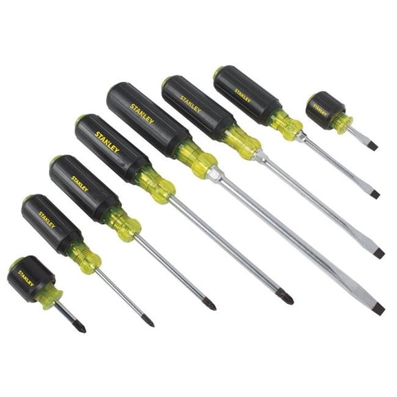 Stanley 66-709 8 Pc Screwdriver Set Round & Square Shank Phillips Slotted