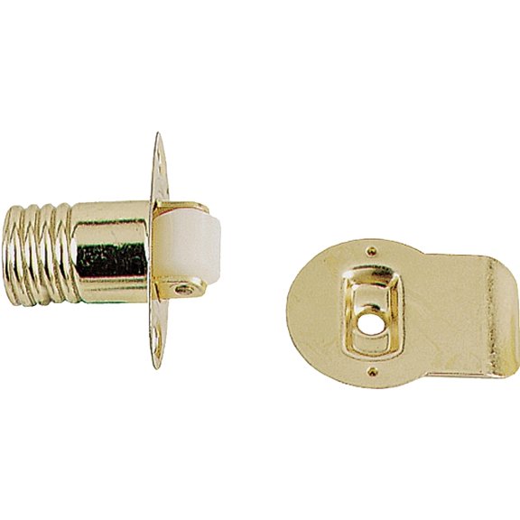 Stanley 762260 Adjustable Roller Catch, 3/4 in Dia X 1-1/8 in D Bore, Steel Base, Bright Brass