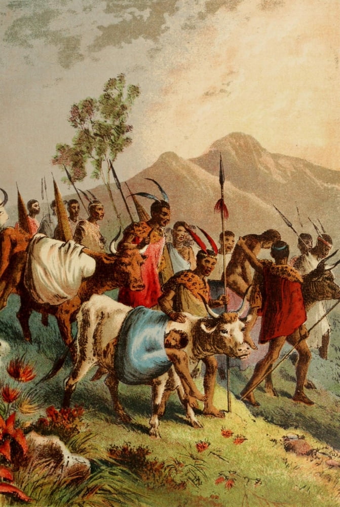 Stanley & Africa c1875 Kaffir carrying their wounded from war Canvas Art - Unknown (18 x 24)
