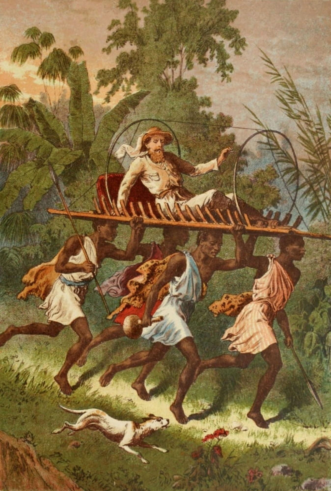 Stanley & Africa c1875 Travelling on a litter Canvas Art - Unknown (24 x 36)