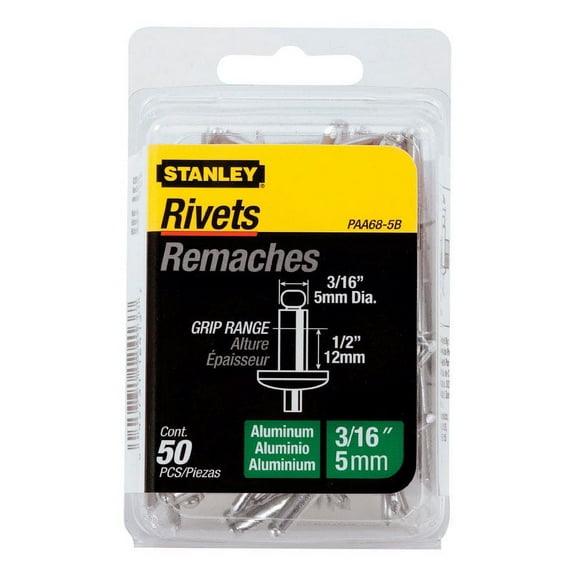 Stanley Aluminum Rivets 3/16" x 1/2", 50 Pack, PAA68-5B