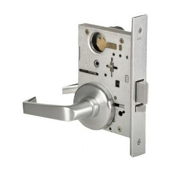 Stanley Best 45H 7 D 15 H 626 RH 7-Pin Contour Angle Return Standard Lever Lock, Storeroom, Satin Chrome, 2"