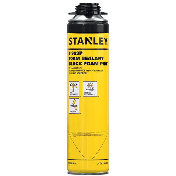 Stanley Black Foam - UV Resistant Waterfall/Landscaping Foam Sealant, Gun Use, 24 Oz, 1 Pack (Gun not included)