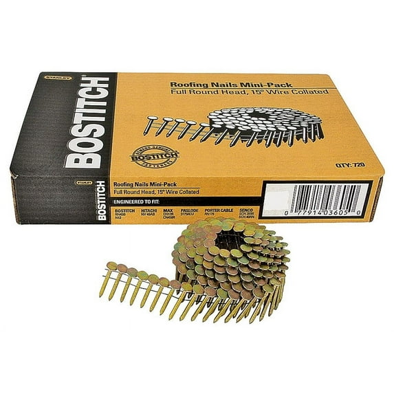 Bostitch 1-3/4 in. L X 14 Ga. Angled Coil Galvanized Roofing Nails 15 deg 7200 pk