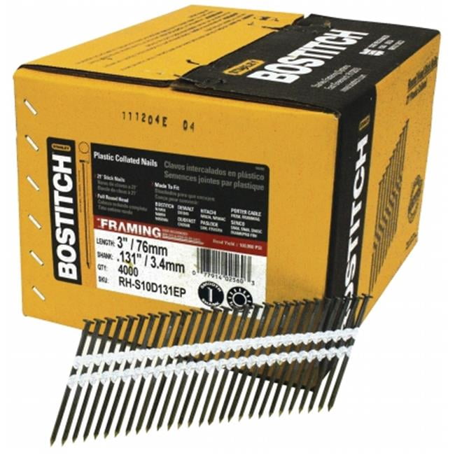 Stanley Bostitch  4 000 Count 3 in. Ring Shank 21 degrees Plastic Collated Sti