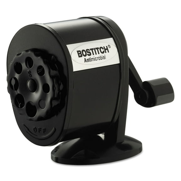 Stanley Bostitch Antimicrobial Manual Pencil Sharpener, Manual, 5.44" X 2.69" X 4.33", Black