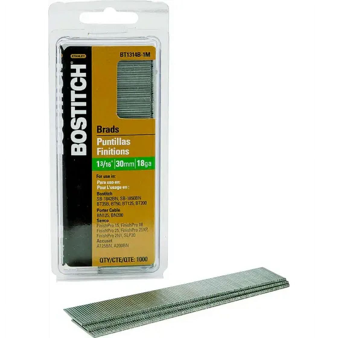 Stanley Bostitch BT1314B-1M Nail, 1-3/16 in L, 18 Gauge, Steel, Coated, Brad Head, Smooth Shank (Case of 10) - image 1 of 1