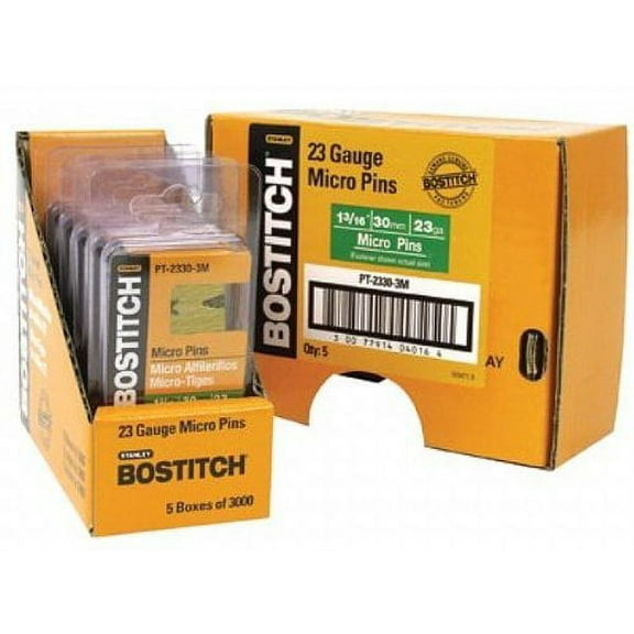 Bostitch Headless Pin Nailer Pin Nail 23 Gauge PT-2312-3M - 1/2 In - Pack Of 3000
