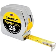STANLEY Chrome/Yellow 1" X 25 ft Measuring Tape Bostitch Powerlock Ii Power Return Rule