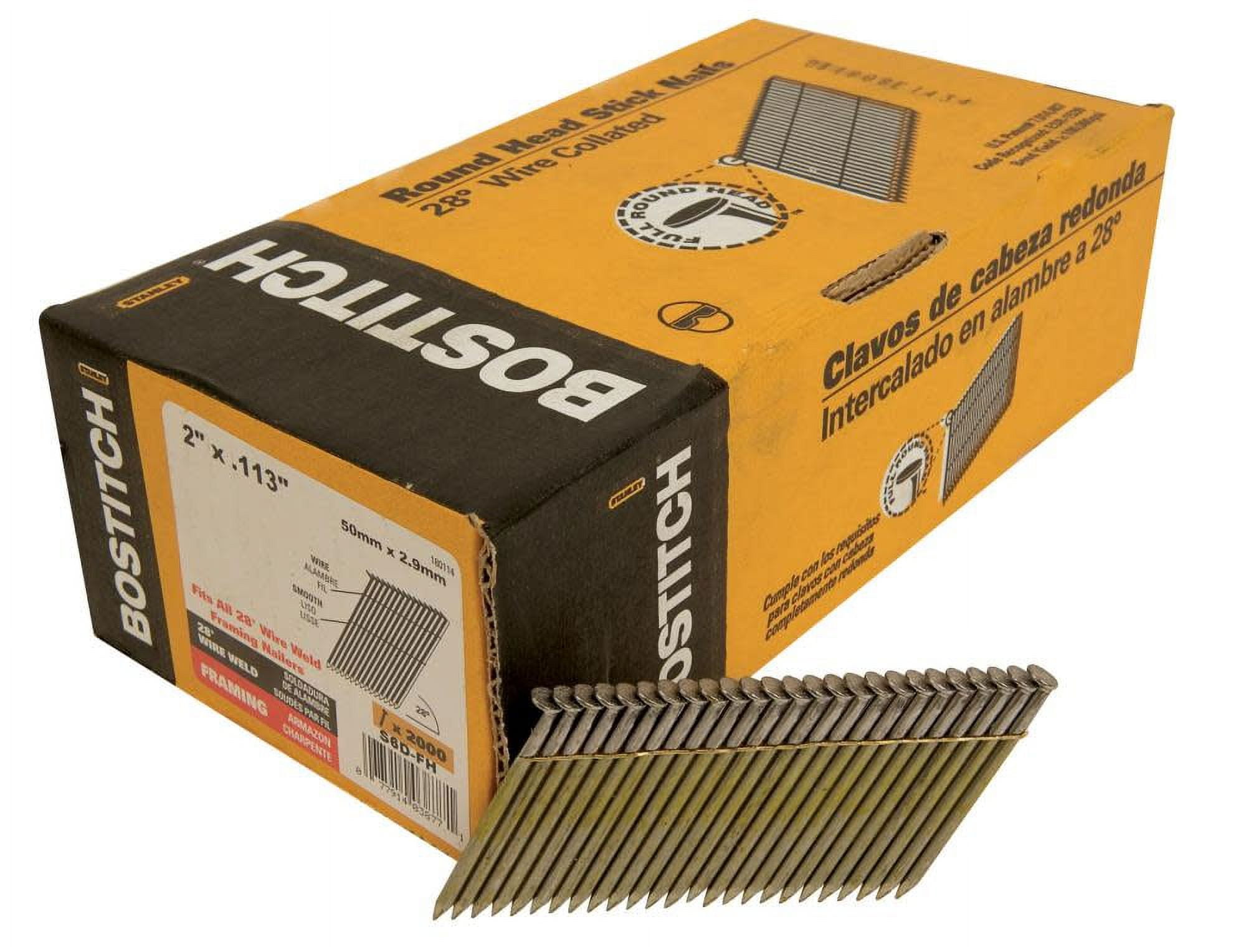 Stanley Bostitch S6DFH FullHead Stick Collated Framing Nails, Smooth