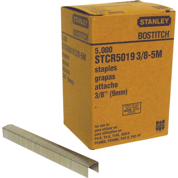 Stanley Bostitch STCR50193/8-5M 5,000-Qty. 3/8" Leg .050" x .019" Heavy Duty 7/16" PowerCrown Staple