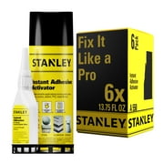 Stanley CA Glue with Activator Bundle, (1.75 oz. - 6.75 fl oz.) 6 Pack