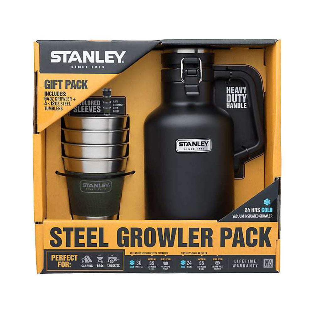 Stanley Classic Outdoor Growler Gift Set 64 oz - Matte Black - Includes 4  Metal Tumblers 