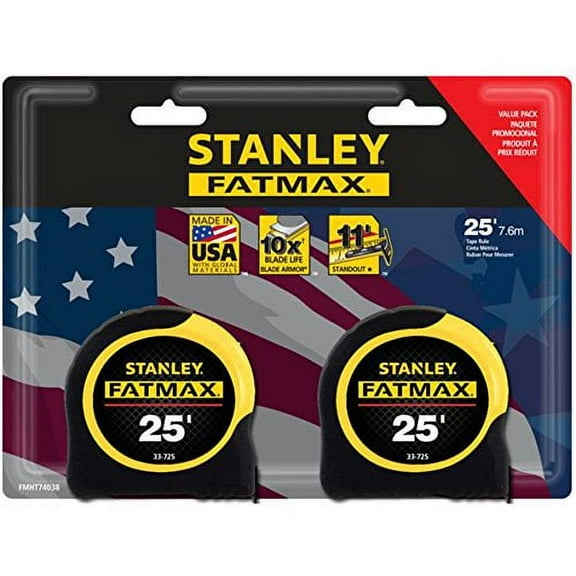 STANLEY CONSUMER TOOLS Fatmax Tape Measure, 25-Ft., 2-Pk. FMHT74038