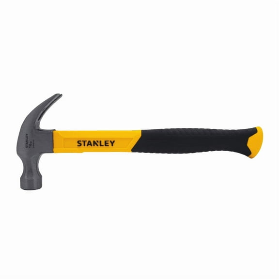 Stanley Curve Claw Fiberglass Hammer, 5 1/4"H x 1 7/16"W x 12 13/16"D, Black/Yellow