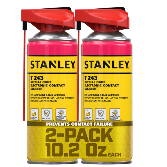 Stanley T243 Electronic Contact Cleaner Spray for Electronics and Electrical Components, 10.2 oz - 2 Pack