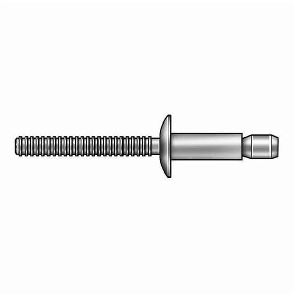 Blind Rivet, Dome Head, 3/16 in Dia., 27/64 in L, Steel Body, 250 PK