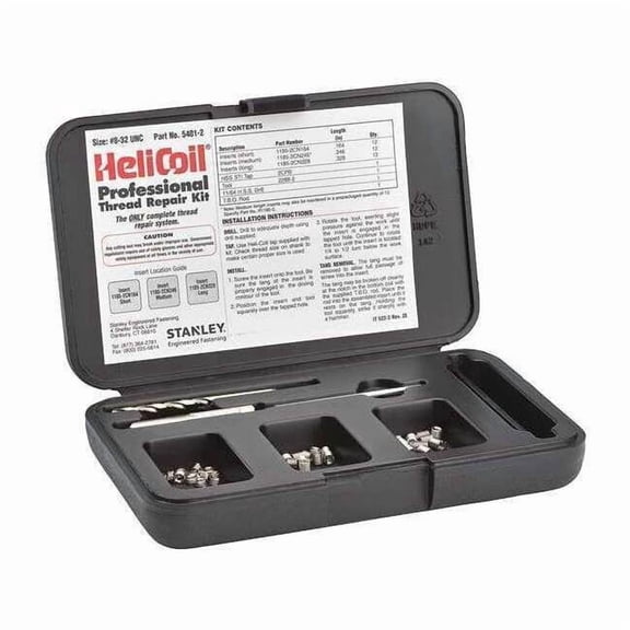 Free-Running Helical Insert Repair Kit, Helical Inserts, #8-32, Plain 18-8 Stainless Steel