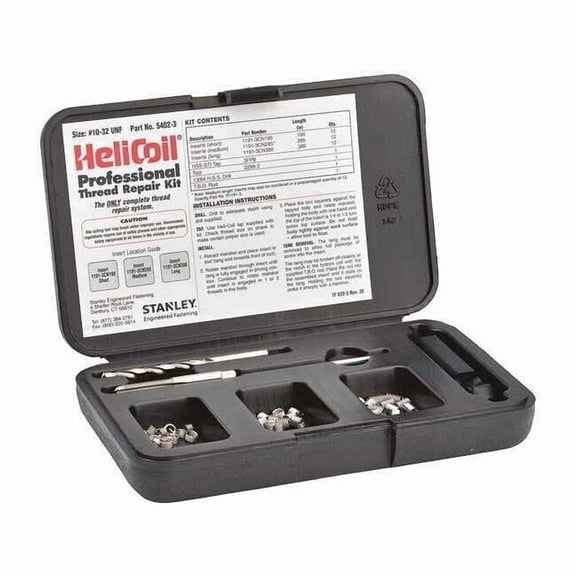 Free-Running Helical Insert Repair Kit, Helical Inserts, #10-32, Plain 18-8 Stainless steel