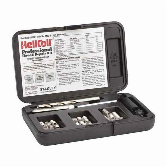 Free-Running Helical Insert Repair Kit, Helical Inserts, 5/16"-24, Plain 18-8 Stainless Steel