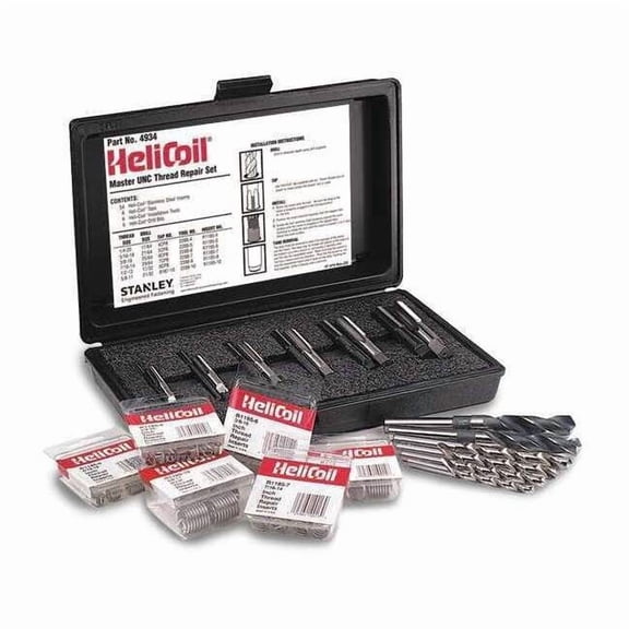 Free-Running Helical Insert Repair Kit, Helical Inserts, Plain 18-8 Stainless Steel, 12 Inserts