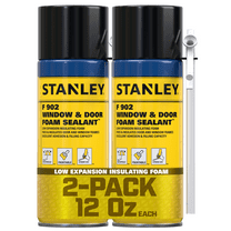 Stanley F902 Window & Door Foam Sealant with Straw Adapter, Waterproof Low-Expansion Polyurethane Insulating Spray Foam, 12 oz – 2 Pack