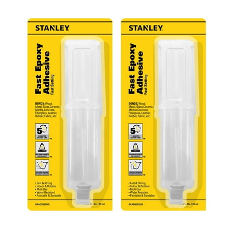 Stanley Fast Epoxy Adhesive - Quick-Setting Multi-Surface Glue, 0.85oz-2 Pack