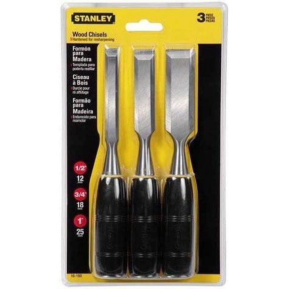 Stanley Hand Tools 16-150 3 Pc Set Short Blade Wood Chisels