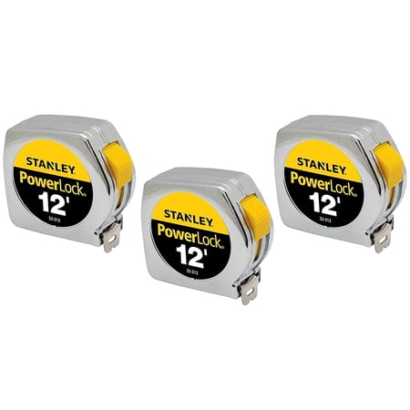 3-pack Stanley PowerLock Tape Measure - Heavy Duty, Measuring Tape Lock - 3 Pack, 12 ft — Residential Use, Standard Application