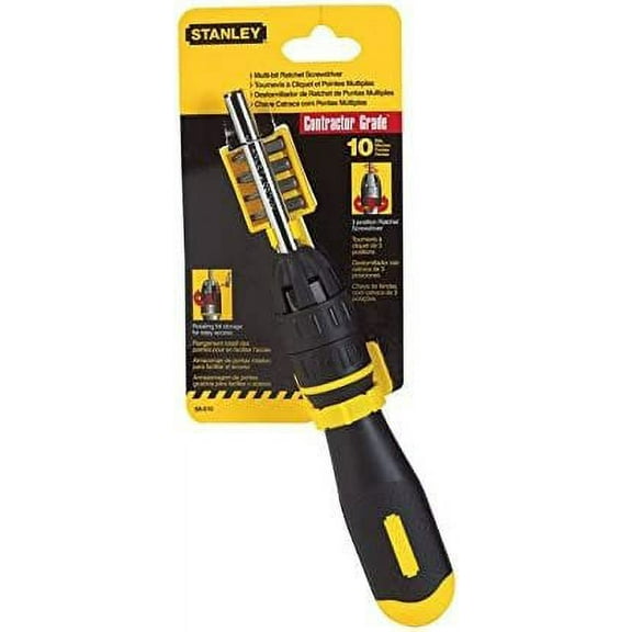 Stanley 10 In 1 Multi-Bit Ratchet Screwdriver - Magnetic, Bi-Material Handle, 10 Bits  Heavy-Duty Construction, Professional Use