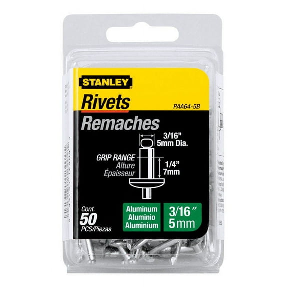 Stanley Hand Tools PAA64-5B 3/16" X 1/4" Aluminum Rivets 50 Count
