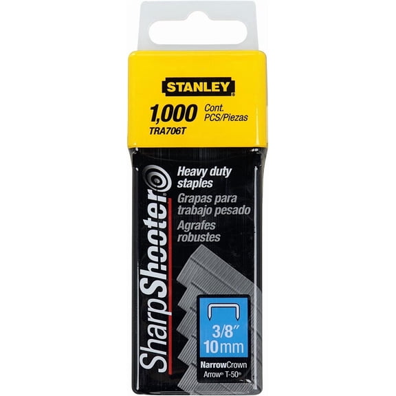Stanley Hand Tools TRA706T 3/8" Sharp Shooter Narrow Crown H-D Staples 1,000 Count