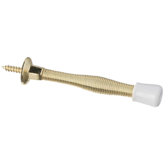Flexible Spring Door Stop, Steel, Bright Polished Brass Stanley Hardware 571020