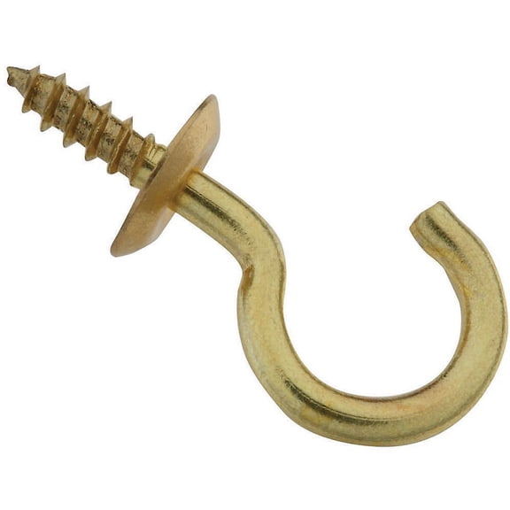 Stanley Hardware 759030 7/8" Solid Brass Cup Hooks, 4 Count