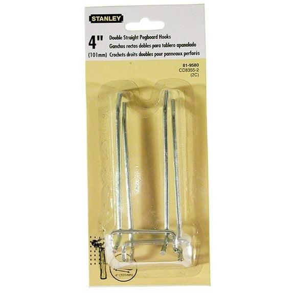 Stanley Hardware 819575 2" Double Straight Pegboard Hooks, 2 Count