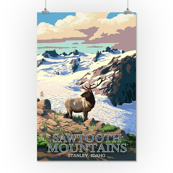 Stanley, Idaho, Sawtooth Mountain, Elk and Snowy Mountain