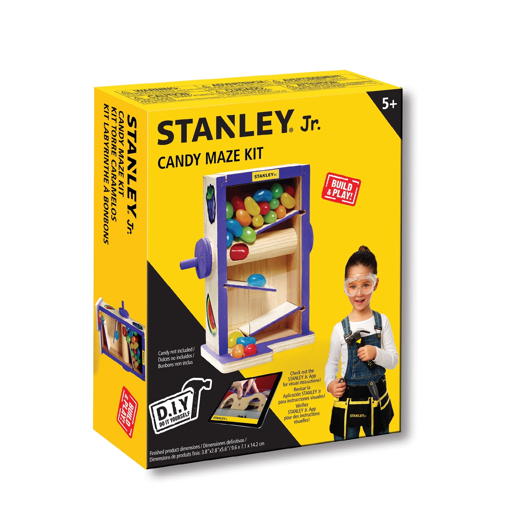 Stanley Jr DIY Candy Maze Building Kit for Kids: Children’s Boy or Girl Wood Gumball Box, Beginning Woodworking Set with Paints, Ages 5 to 12