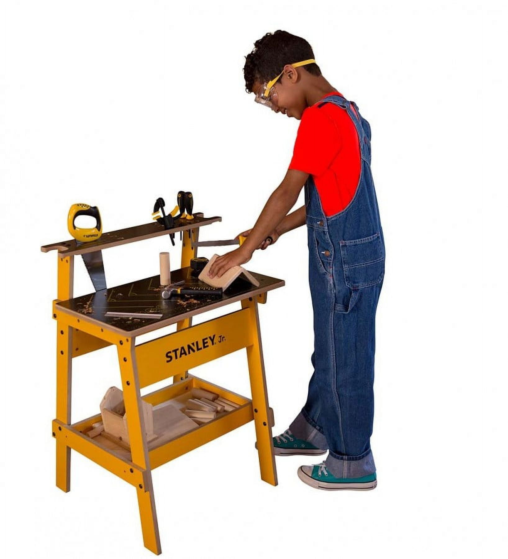 Stanley Jr. Kid's Wooden Work Bench with 10Piece Belt and Ergonomic