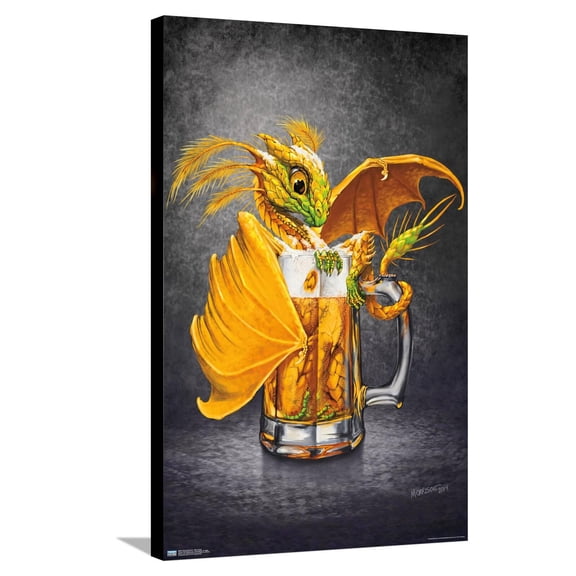 Stanley Morrison - Beer Dragon Canvas Wall Poster, 22.375" x 34"