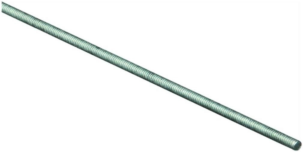Stanley National N346-650 Stanley Threaded Rod, 3/8-16 X 36 In, Heat Treated Alloy, Zinc Plated, Grade B7