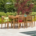 thumbnail image 1 of Stanley 71" Wood Teak Finish Outdoor Dining Table with Chairs, Teak 7 Count, 1 of 9