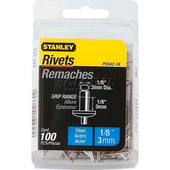 Stanley PSS42-1B Steel Rivets 1/8" x 1/8", 100 Pack
