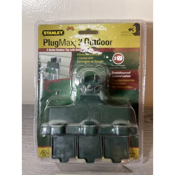 Stanley Plugmax 3 Outlet Outdoor Covered Adapter Green Weatherproof