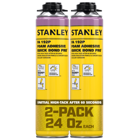 Stanley Quick Bond Pro Construction Gun Foam Adhesive, 24oz-2 Pack