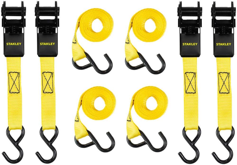 Stanley Ratchet Straps 1" X 10' 900 Lb Break Strength Light Cargo