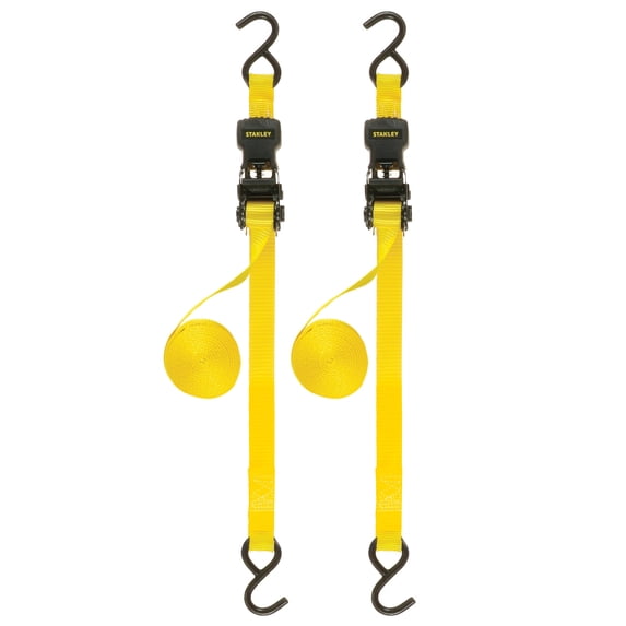 STANLEY S10002 1"x 10'x 1,500 lbs Light-Duty Ratchet Straps, 2-Pack