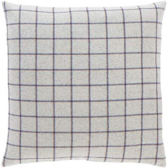 Stanley SLY-001 22"H x 22"W Square Pillow Cover in Dark Blue/Camel/Silver Gray