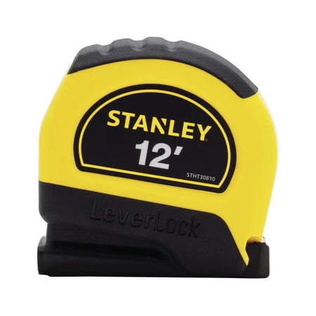 Stanley STHT30810 LeverLock Tape Measure, Black/Yellow, 12 Ft, Each