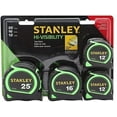 thumbnail image 1 of Stanley STHT74201 4-Pack Hi-Viz Locking Tape Measures 25-ft, 16-ft, & 2 12-ft, 1 of 1